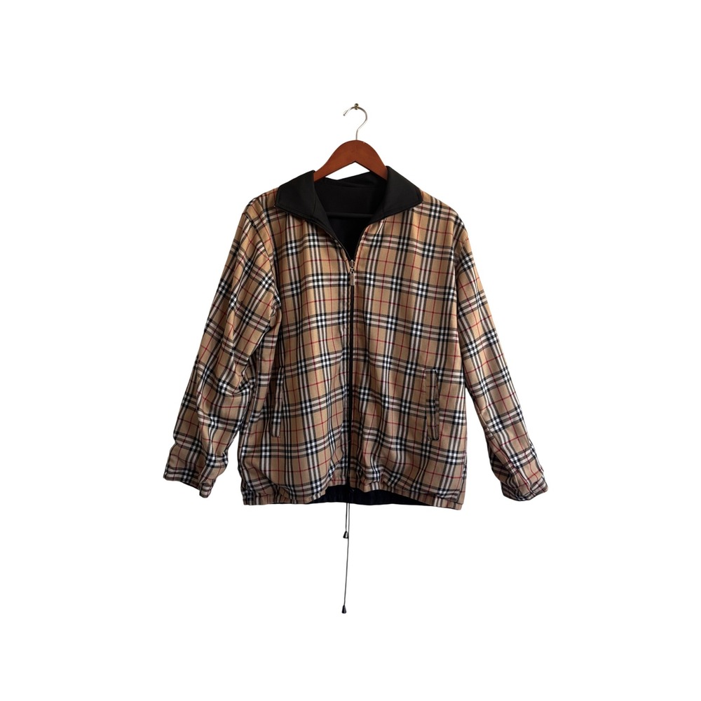 Plaid Zip-Front Jacket - Tan Black Plaid